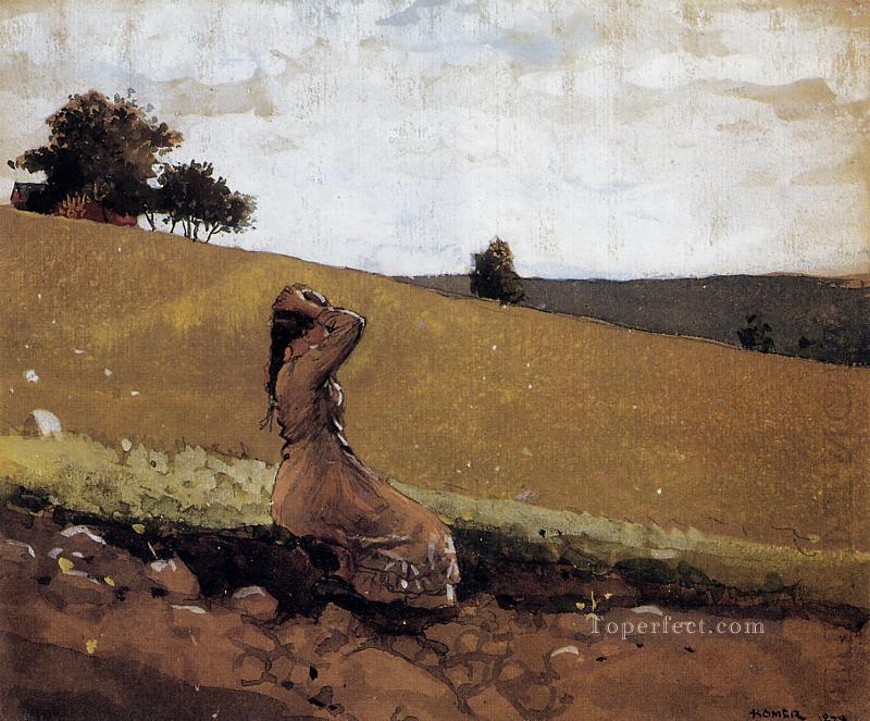 The Green Hill aka On the Hill Realism painter Winslow Homer Oil Paintings